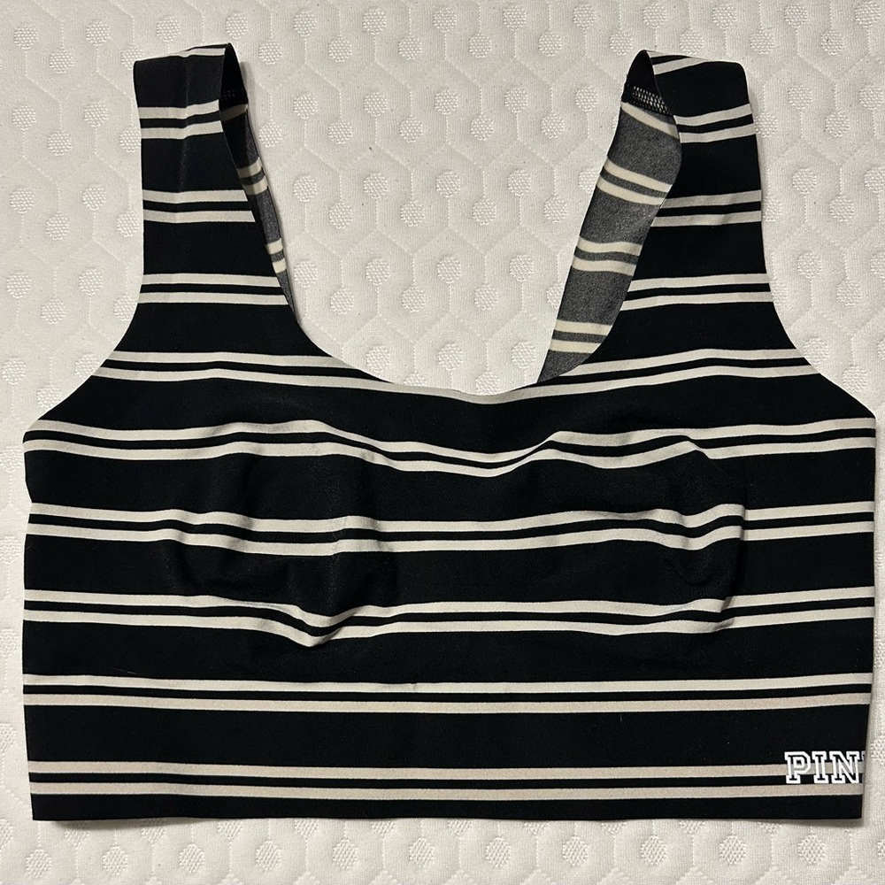 Victoria’s Secret PINK Black and Off White Striped Bralette